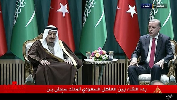 اردوغان و شاه عربستان در کاخ ریاست جمهوری ترکیه دیدار کردند