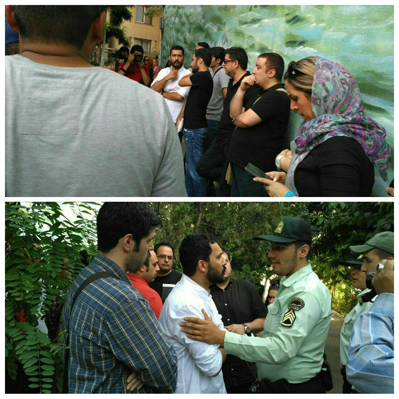 تجمع چند بازیگر مقابل بیمارستان جم+ عکس