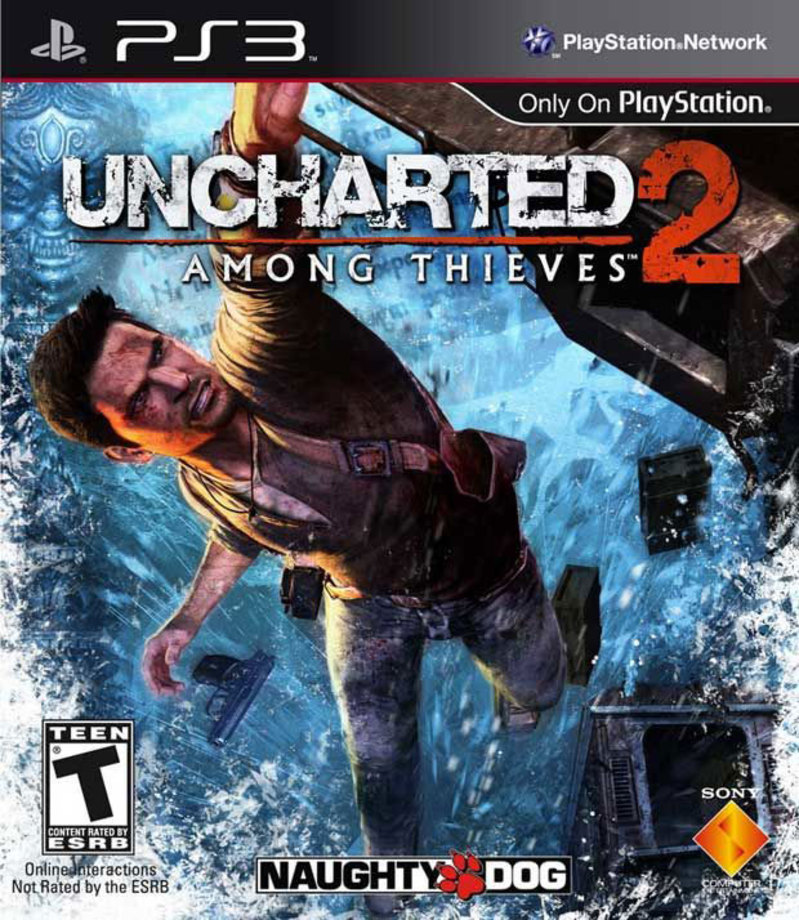 ۵. Uncharted 2: Among Thieves

تمام نسخه‌های مجموعه Uncharted از طراحی جلد زیبا و هنرمندانه بهره‌مند هستند، اما در Among Thieves، موقعیت خطرناک «نیتن دریک» و تلاش او برای زنده ماندن، به بهترین شکل ممکن روی جلد بازی نشان داده می‌شود. گیم‌پلی بازی‌های Uncharted به جز جنبه تیراندازی، روی سکوبازی و بالا رفتن از صخره‌ها و ساختمان‌ها تمرکز دارد؛ علاوه بر این در Among Thieves شاهد صحنه‌های سینمایی نفسگیر زیادی هستیم. این دو ویژگی در تصویر مقابل به خوبی نمایش داده شده‌اند.