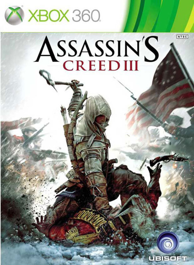۱۱. Assassin’s Creed III

شاید Assassin’s Creed III بهترین بازی این سری نباشد، اما تصویر مقابل را می‌توان به عنوان زیباترین جلد مجموعه معرفی کرد. بازی‌های قبلی Assassin’s Creed از یک زمینه سفید و تصویر شخصیت اصلی از فاصله نزدیک برای طرح روی جلد استفاده می‌کردند و سعی داشتند تا ویژگی‌های مخفی‌کاری این مجموعه را نشان بدهند، اما جلد Assassin’s Creed III کاملا به اکشن می‌پردازد. در این تصویر می‌بینیم که «کانر» قصد دارد تبرش را روی سر یک سرباز انگلیسی فرود بیاورد. کشتن آدم‌بدهای تاریخی یکی از لذت‌بخش‌ترین ویژگی‌های سری Assassin’s Creed است.