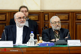 از راست جواد لاریجانی دبیر ستاد حقوق بشر قوه قضاییه و قاضی ناصر سراج رییس سازمان بازرسی کل کشور