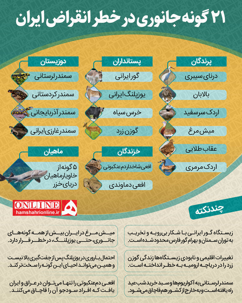 گونههای جانوری در خطر انقراض ایران گونههای جانوری در خطر انقراض ایران