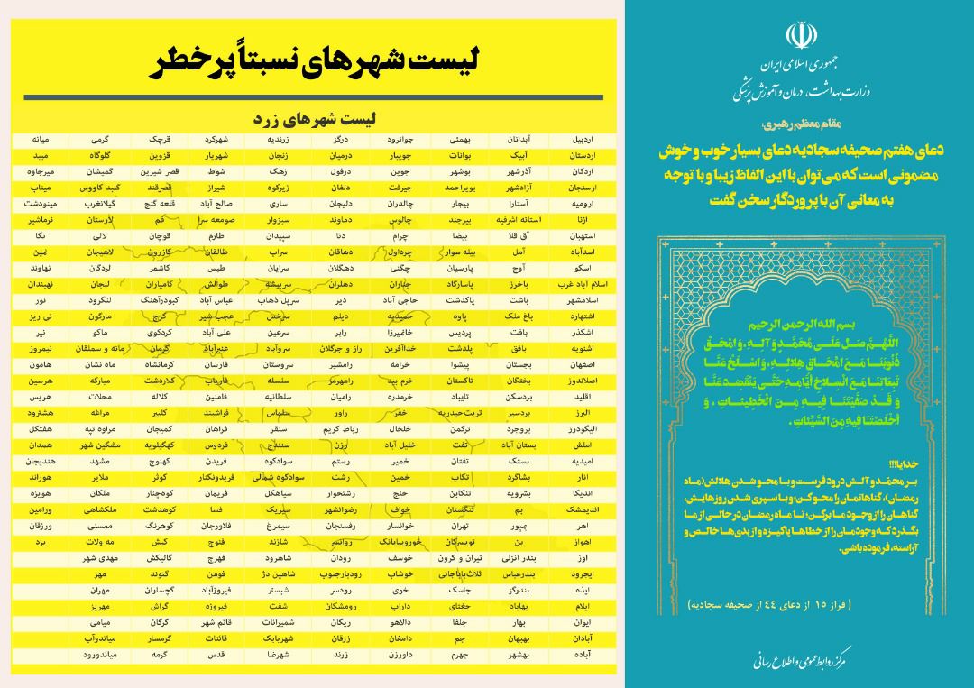 کاهش چشمگیر شهر‌های با وضعیت قرمز
