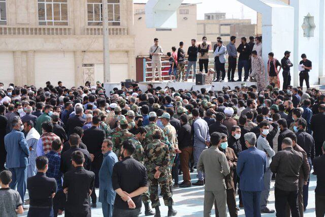 مراسم وداع با پیکر مطهر شهید والامقام «محمود ابسالان» در زاهدان برگزار شد